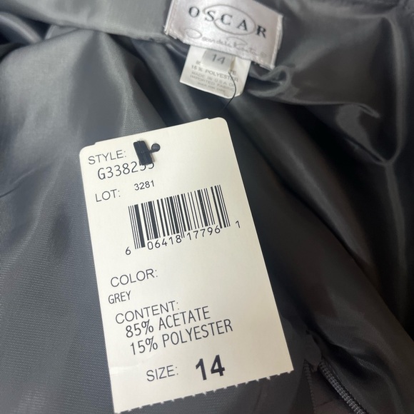 OSCAR DE LA RENTA SILVER INVERTED FLAT PLEAT SATIN SKIRT NEW WITH TAGS - Picture 7 of 14